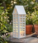 Lampion metalowy domek biały 47 cm dekoracja wnętrz i ogrodu HGDECO