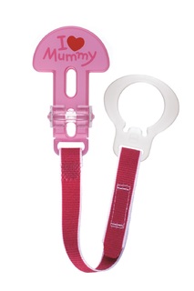 Klips do smoczka I love Mummy różowy Mam Baby