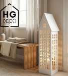 Lampion metalowy domek biały XXL 80 cm dekoracja wnętrz i ogrodu HGDECO