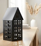 Lampion metalowy domek czarny 33 cm dekoracja wnętrz i ogrodu HGDECO