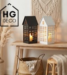 Lampion metalowy domek biały XL 50 cm dekoracja wnętrz i ogrodu HGDECO