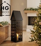 Lampion metalowy domek czarny XXL 80 cm dekoracja wnętrz i ogrodu HGDECO