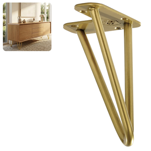 Metalowa noga hairpin do komody szafki RTV do pufy trzy pręty złota TL15 15 cm