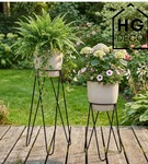 Zestaw: metalowy stojak na doniczkę MALMO 73 cm czarny  + ceramiczna osłonka EMI  HGDECO  