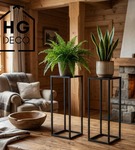 Kwietnik stojący metalowy czarny loftowy stojak na kwiaty pojedynczy 60cm