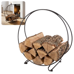 Kosz na drewno do kominka Stojak na drewno kominkowe Kosz metalowy czarny
