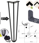 Metalowa noga hairpin legs do stolika kawowego trzy pręty noga loftowa TL40 cm