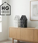 Lampion metalowy domek biały 33 cm dekoracja wnętrz i ogrodu HGDECO