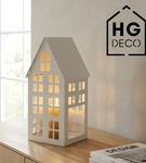 Lampion metalowy domek biały 33 cm dekoracja wnętrz i ogrodu HGDECO