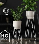 Zestaw: metalowy stojak na doniczkę MALMO 73 cm biały + ceramiczna osłonka HGDECO