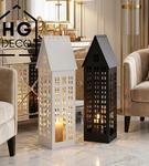 Lampion metalowy domek czarny XXL 80 cm dekoracja wnętrz i ogrodu HGDECO