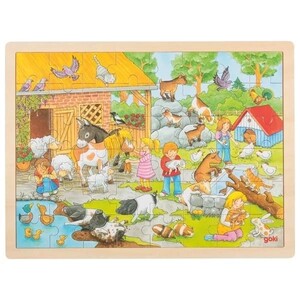 Puzzle drewniane dla dzieci 48 el. farma Goki