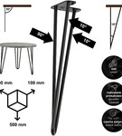Metalowa noga hairpin legs do stolika kawowego trzy pręty noga loftowa TL50 cm