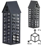 Lampion metalowy domek czarny 47 cm dekoracja wnętrz i ogrodu HGDECO