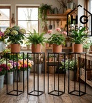 Kwietnik stojący metalowy czarny loftowy stojak na kwiaty pojedynczy 75cm