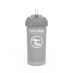 Kubek niekapek ze słomką 360ml szary TWISTSHAKE