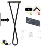 Metalowa noga twist hairpin do stolika kawowego dwa pręty noga loftowa DX40 cm