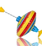 Duży tęczowy bąk klasyczna zabawka z dawnych lat