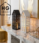 Lampion metalowy domek czarny 47 cm dekoracja wnętrz i ogrodu HGDECO