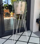 Zestaw: metalowy stojak na doniczkę MALMO 73 cm biały + ceramiczna osłonka HGDECO