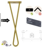 Metalowa noga twist hairpin do stolika kawowego dwa pręty noga złota DX40 cm