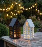 Lampion metalowy domek biały 33 cm dekoracja wnętrz i ogrodu HGDECO