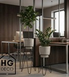 Zestaw: metalowy stojak na doniczkę MALMO 73 cm czarny  + ceramiczna osłonka EMI  HGDECO  