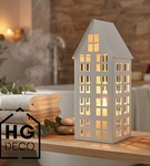 Lampion metalowy domek biały 40 cm dekoracja wnętrz i ogrodu HGDECO