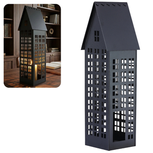 Lampion metalowy domek czarny XXL 80 cm dekoracja wnętrz i ogrodu HGDECO