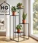 Kwietnik metalowy stojący na cztery doniczki CASCADE Premium czarny 92 cm