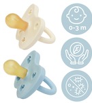 Smoczek okrągły 0-3m zestaw 2 sztuk  Blue & Milky Hevea 
