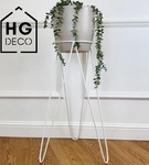 Zestaw: metalowy stojak na doniczkę MALMO 73 cm biały + ceramiczna osłonka HGDECO