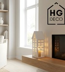 Lampion metalowy domek biały 40 cm dekoracja wnętrz i ogrodu HGDECO