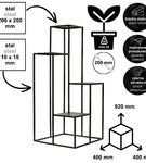 Kwietnik metalowy stojący na cztery doniczki CASCADE Premium czarny 92 cm