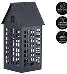 Lampion metalowy domek czarny XL 50 cm dekoracja wnętrz i ogrodu HGDECO