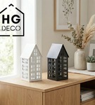 Lampion metalowy domek czarny 33 cm dekoracja wnętrz i ogrodu HGDECO