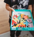 Magnetyczne drewniane literki polskie znaki Lelin