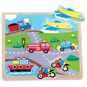 Drewniane puzzle muzyczne dźwiękowe Transport LELIN