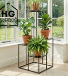 Kwietnik metalowy stojący na cztery doniczki CASCADE Premium czarny 92 cm