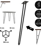 Metalowa noga hairpin do stolika kawowego dwa pręty / noga loftowa / czarna DP50 cm