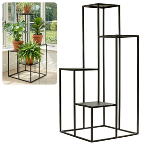 Kwietnik metalowy stojący na cztery doniczki CASCADE Premium czarny 92 cm